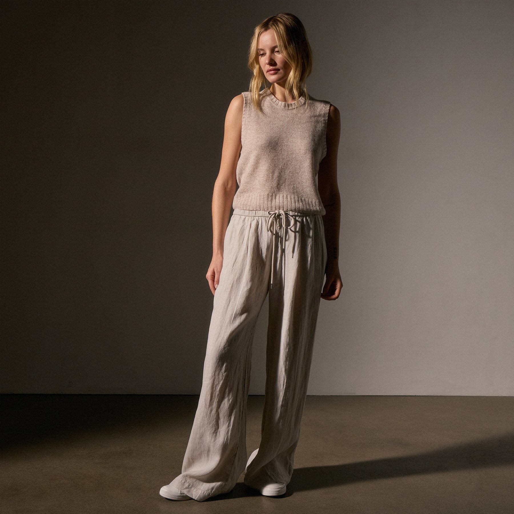 Wide Leg Relaxed Linen Pant - Salt Pigment