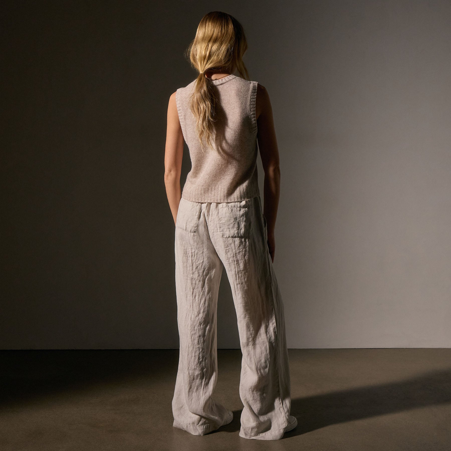 Wide Leg Relaxed Linen Pant - Salt Pigment