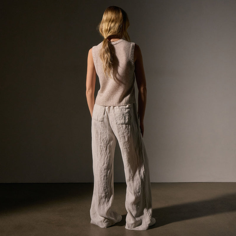 Wide Leg Relaxed Linen Pant - Salt Pigment