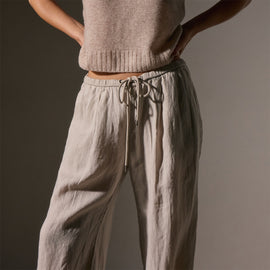 Wide Leg Relaxed Linen Pant - Salt Pigment