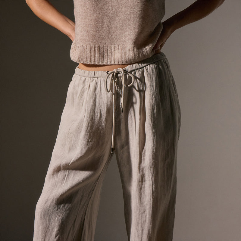 Wide Leg Relaxed Linen Pant - Salt Pigment