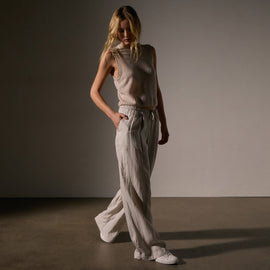 Wide Leg Relaxed Linen Pant - Salt Pigment