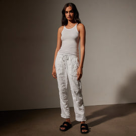 Garment Dye Linen Soft Drape Pant in White | James Perse Los Angeles
