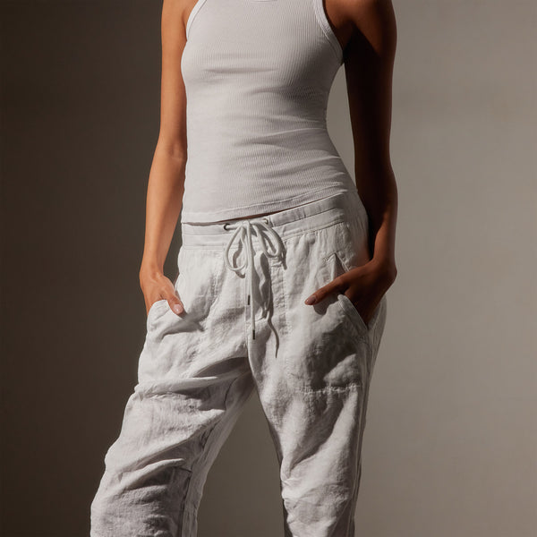 Garment Dye Linen Soft Drape Pant in White | James Perse Los Angeles