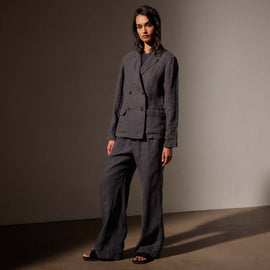 Garment Dyed Linen Double Breasted Blazer in Magma Pigment | James Perse in Los Angeles