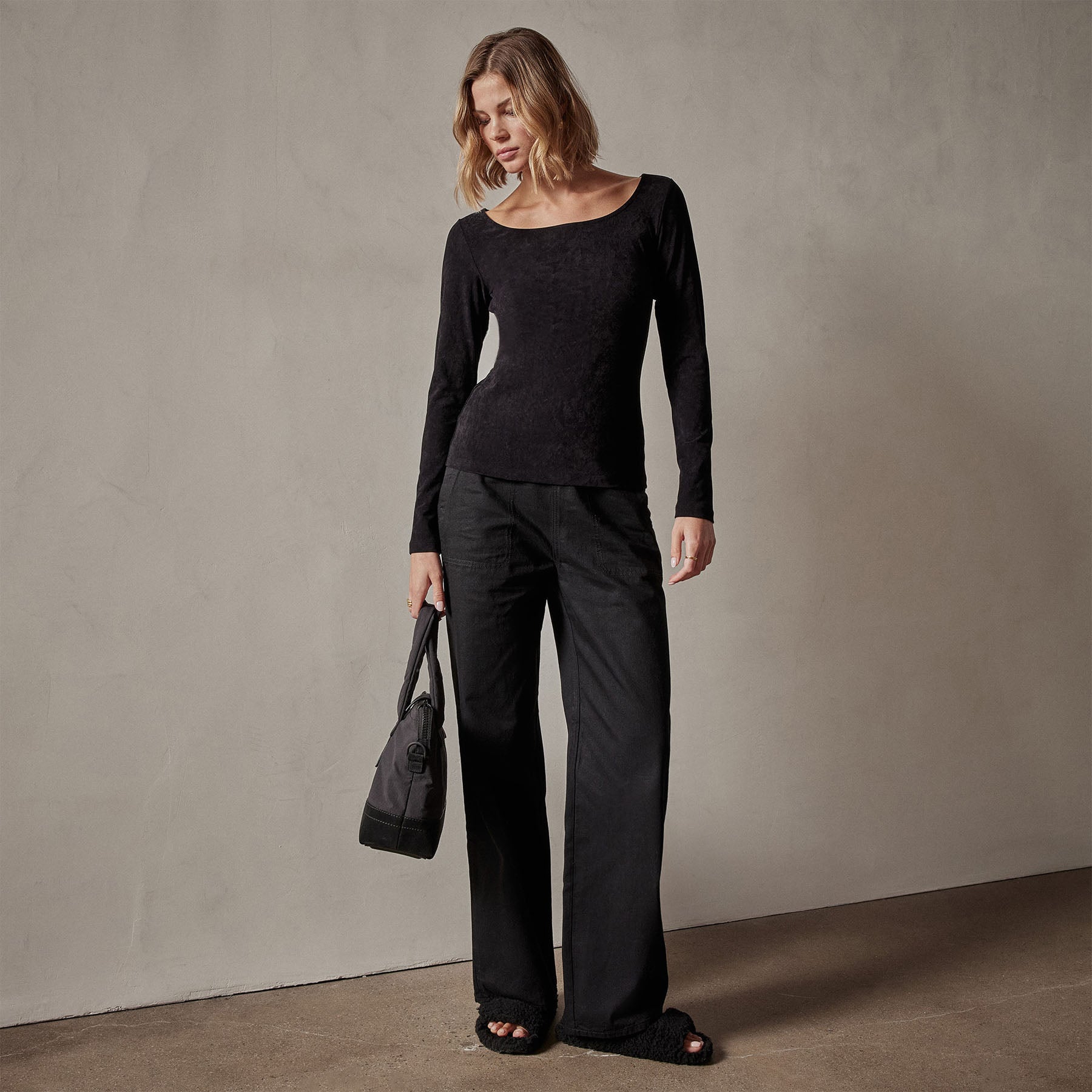 Stretch Velvet Scoop Neck Top