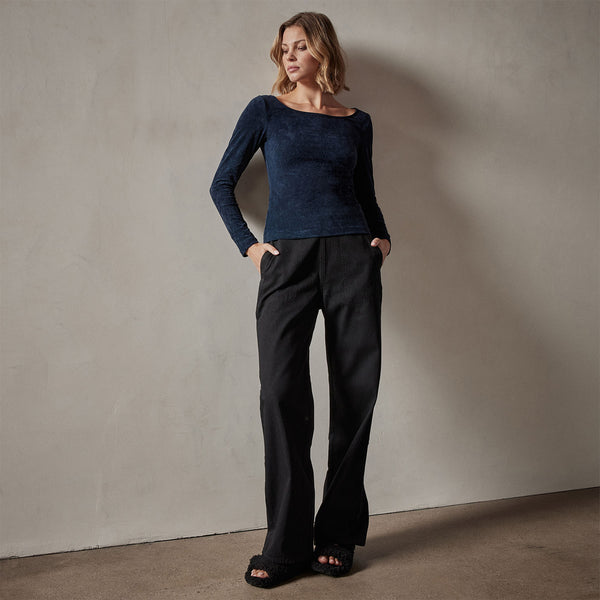 Stretch Velvet Scoop Neck Top in Constellation | James Perse Los Angeles