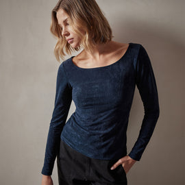 Stretch Velvet Scoop Neck Top in Constellation | James Perse Los Angeles