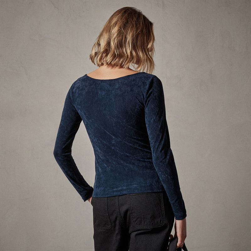Stretch Velvet Scoop Neck Top in Constellation | James Perse Los Angeles