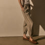 Linen Pant W Suede Piping in Natural/Tabacco | James Perse Los Angeles