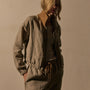 Linen Track Jacket With Suede in Natural/Tabacco | James Perse Los Angeles