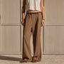 Linen Twill Pleated Wide Leg Trouser - Fleck Brown | James Perse Los Angeles