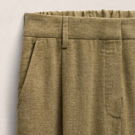 Linen Twill Pleated Wide Leg Trouser in Fleck Green | James Perse Los Angeles