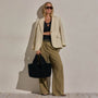 Linen Twill Pleated Wide Leg Trouser in Fleck Green | James Perse Los Angeles