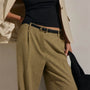 Linen Twill Pleated Wide Leg Trouser in Fleck Green | James Perse Los Angeles
