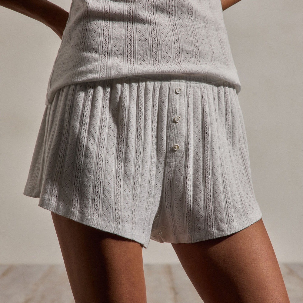 Pointelle Shortie in White | James Perse Los Angeles