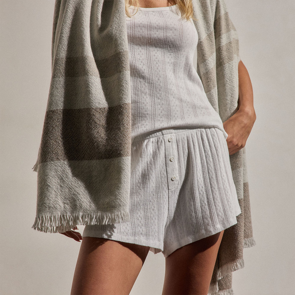 Pointelle Shortie in White | James Perse Los Angeles