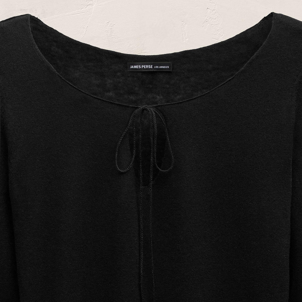 Linen Cotton Keyhole Sweater in Black | James Perse Los Angeles