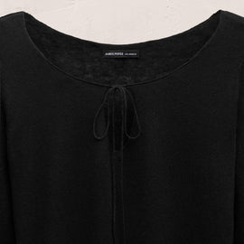 Linen Cotton Keyhole Sweater in Black | James Perse Los Angeles