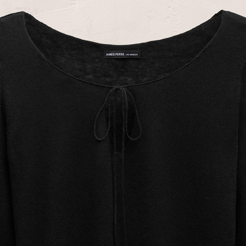 Linen Cotton Keyhole Sweater in Black | James Perse Los Angeles