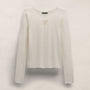 Linen Cotton Keyhole Sweater in Off White | James Perse Los Angeles