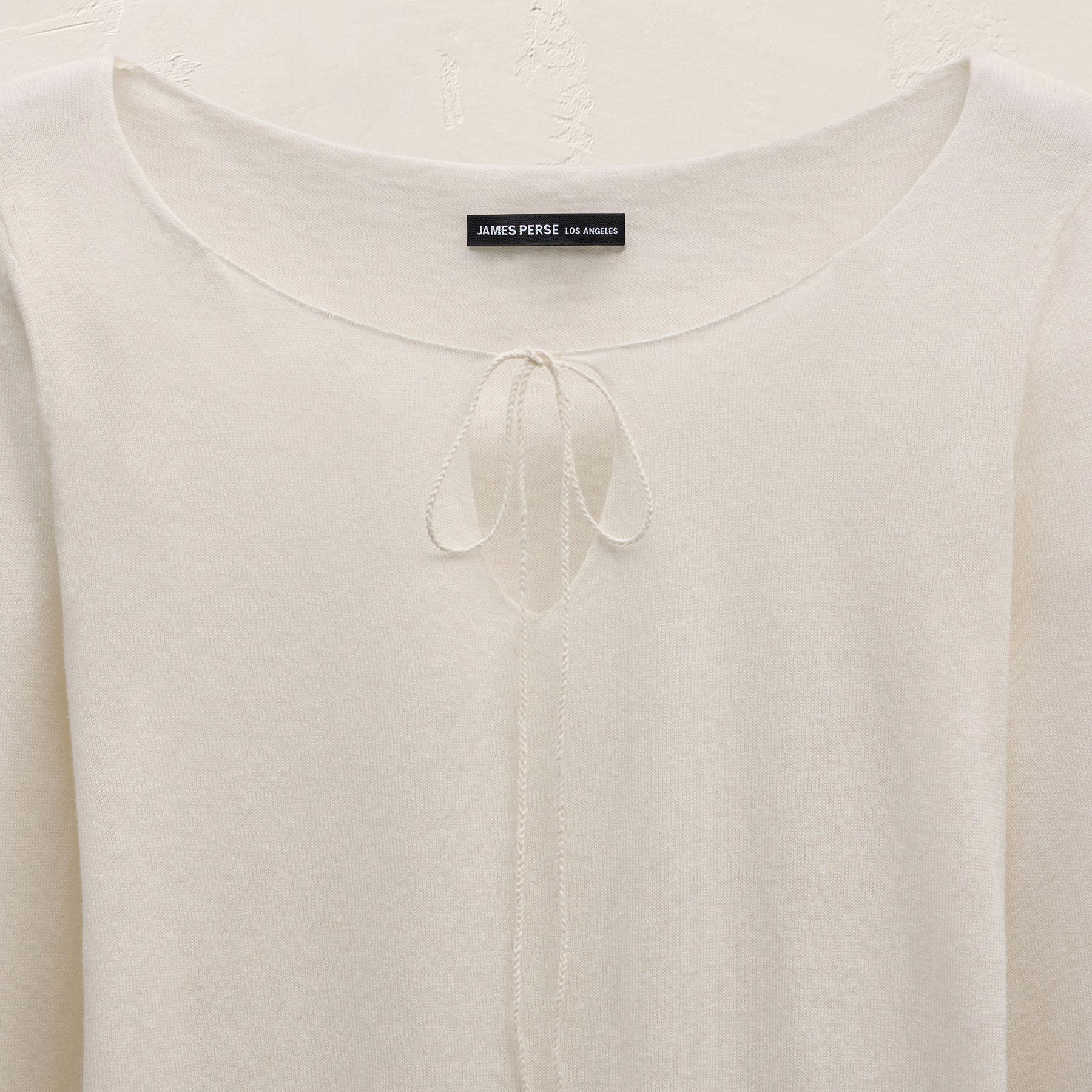 Linen Cotton Keyhole Sweater in Off White | James Perse Los Angeles