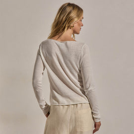 Linen Cotton Keyhole Sweater in Off White | James Perse Los Angeles