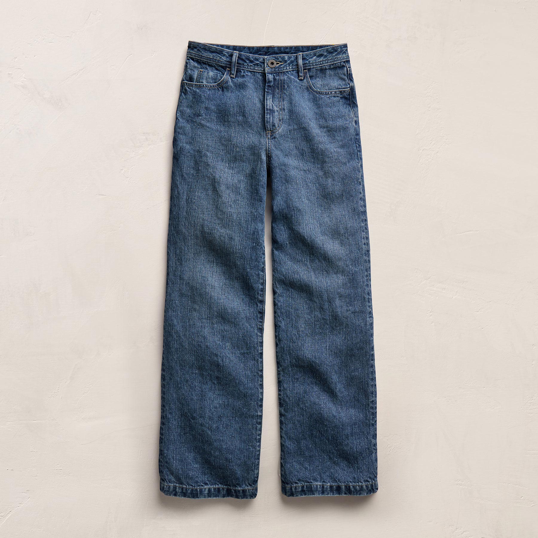 Linen Denim Relaxed Pant In Medium Wash | James Perse Los Angeles