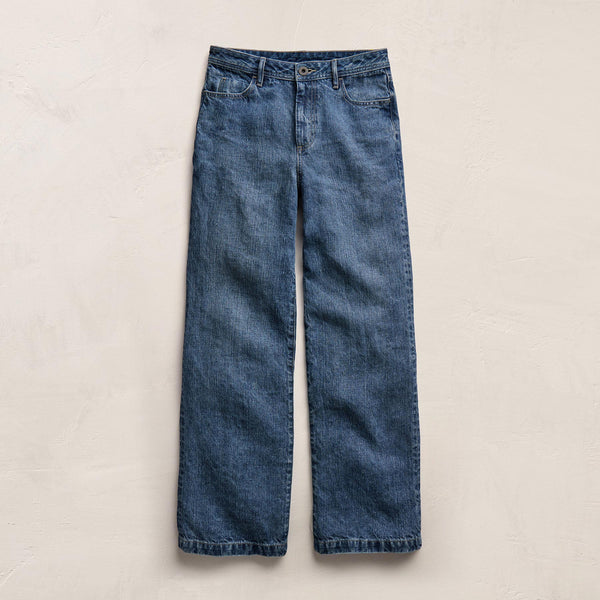 Linen Denim Relaxed Pant In Medium Wash | James Perse Los Angeles
