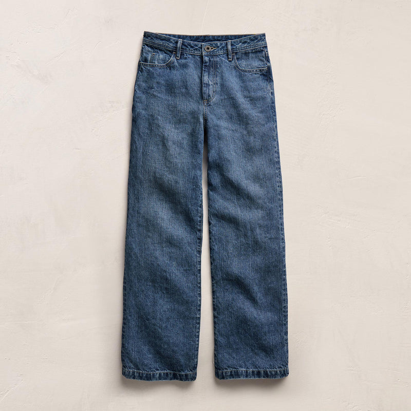 Linen Denim Relaxed Pant In Medium Wash | James Perse Los Angeles