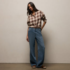 Linen Denim Relaxed Pant in Medium Wash | James Perse Los Angeles