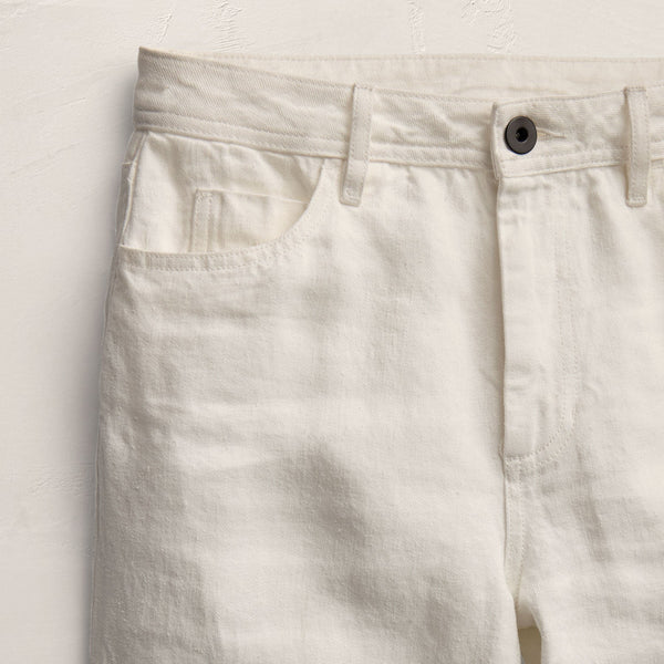 Linen Denim Relaxed Pant in Off White Wash | James Perse Los Angeles