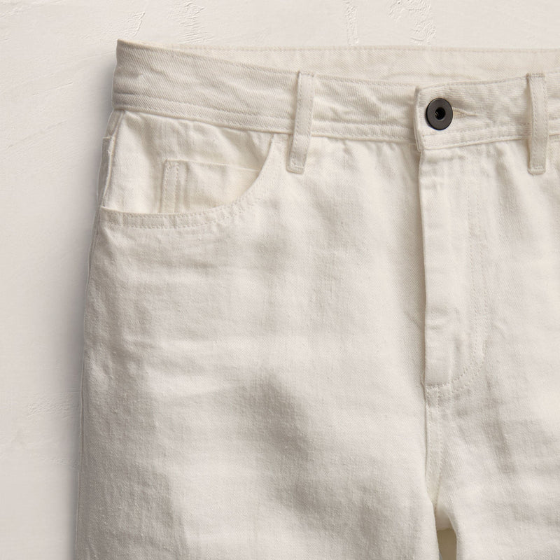 Linen Denim Relaxed Pant in Off White Wash | James Perse Los Angeles