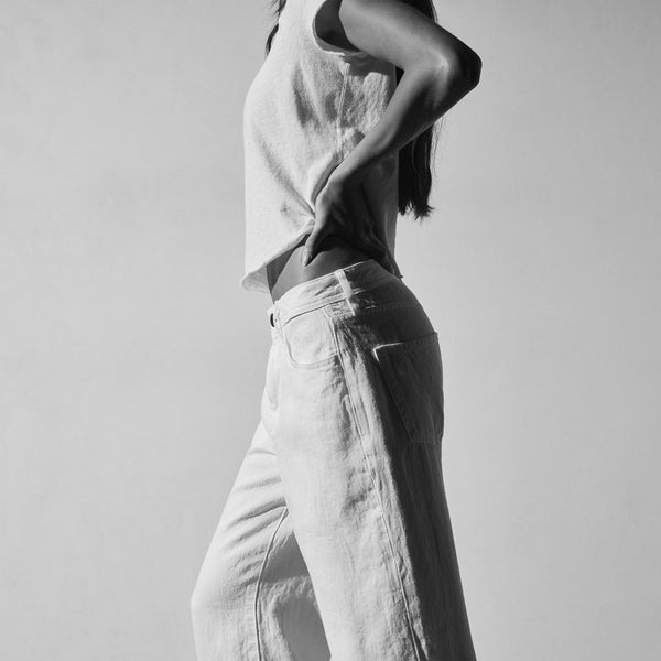 Linen Denim Relaxed Pant in Off White Wash | James Perse Los Angeles