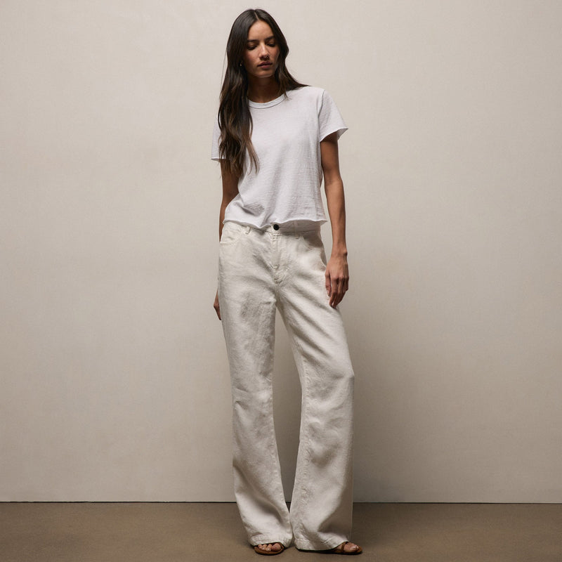 Linen Denim Relaxed Pant in Off White Wash | James Perse Los Angeles