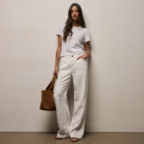 Linen Denim Relaxed Pant in Off White Wash | James Perse Los Angeles