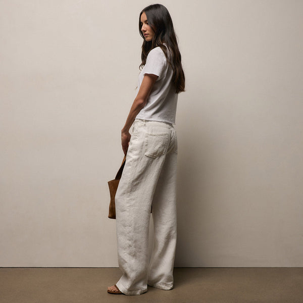 Linen Denim Relaxed Pant in Off White Wash | James Perse Los Angeles