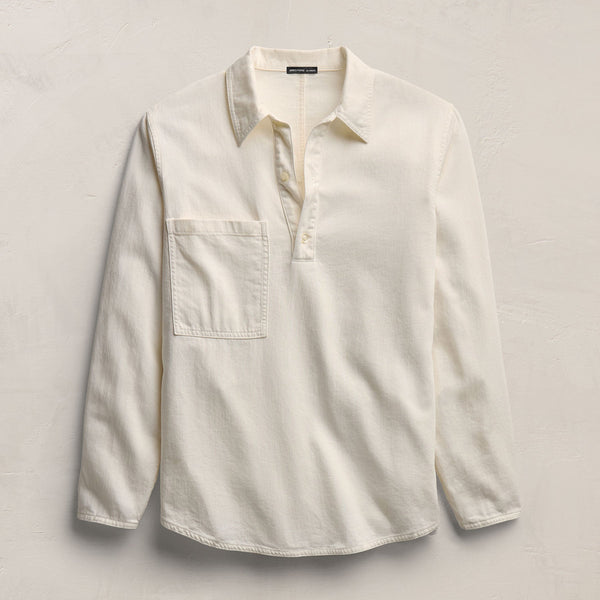 Lightweight Denim Patch Pocket Top in Off White | James Perse Los Angeles