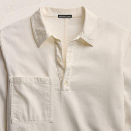 Lightweight Denim Patch Pocket Top in Off White | James Perse Los Angeles