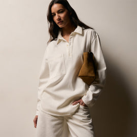 Lightweight Denim Patch Pocket Top in Coastal Cloud | James Perse Los Angeles