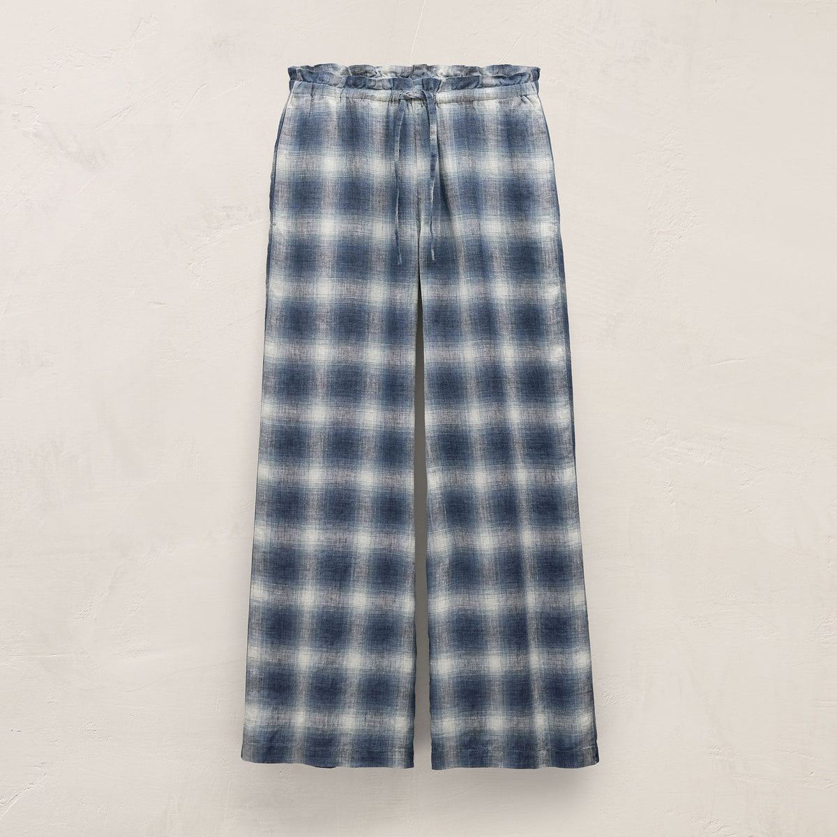 Plaid Linen Beach Pant in Blue Plaid | James Perse Los Angeles