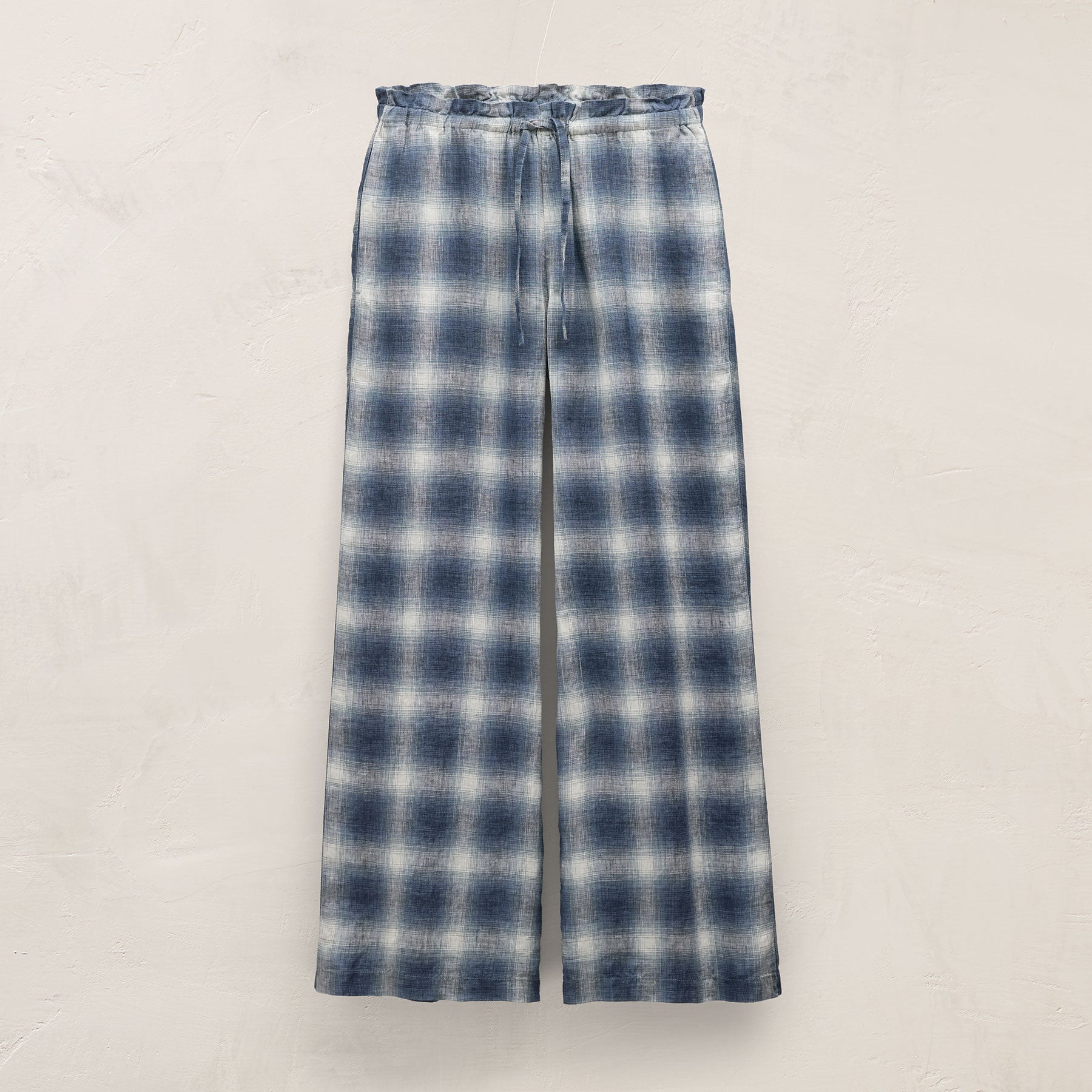 Plaid Linen Beach Pant in Blue Plaid | James Perse Los Angeles