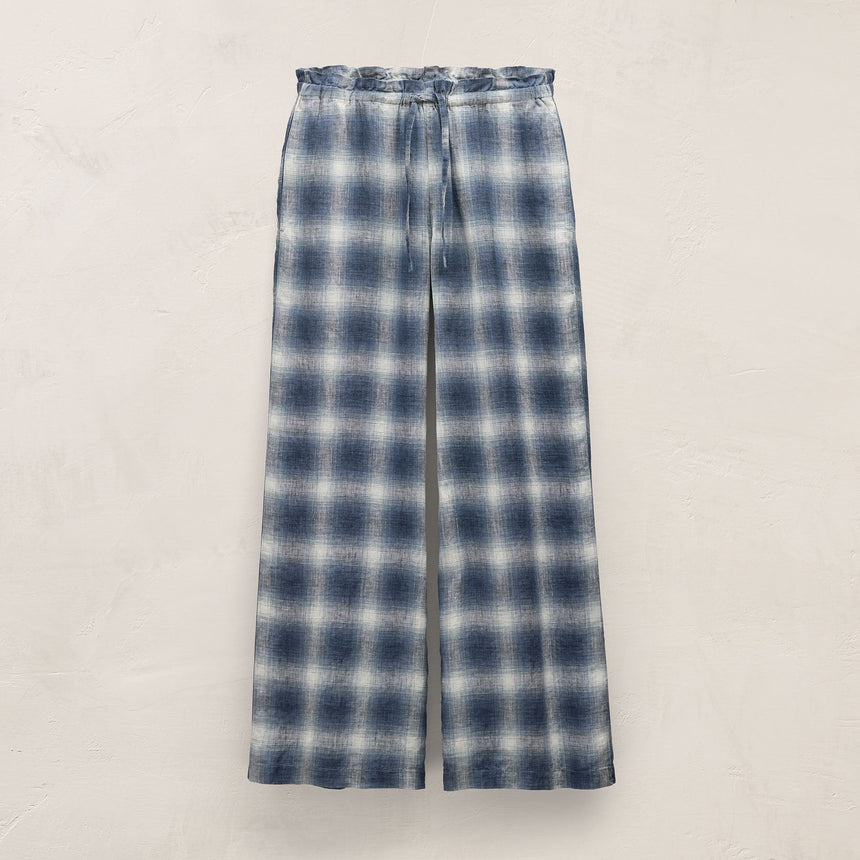 Plaid Linen Beach Pant in Blue Plaid | James Perse Los Angeles