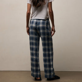 Plaid Linen Pant in Blue Plaid | James Perse Los Angeles