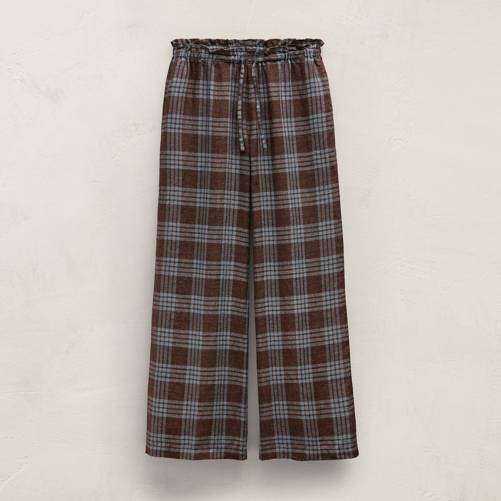 Plaid Linen Beach Pant in Plum Plaid | James Perse Los Angeles