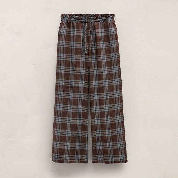 Plaid Linen Beach Pant in Plum Plaid | James Perse Los Angeles