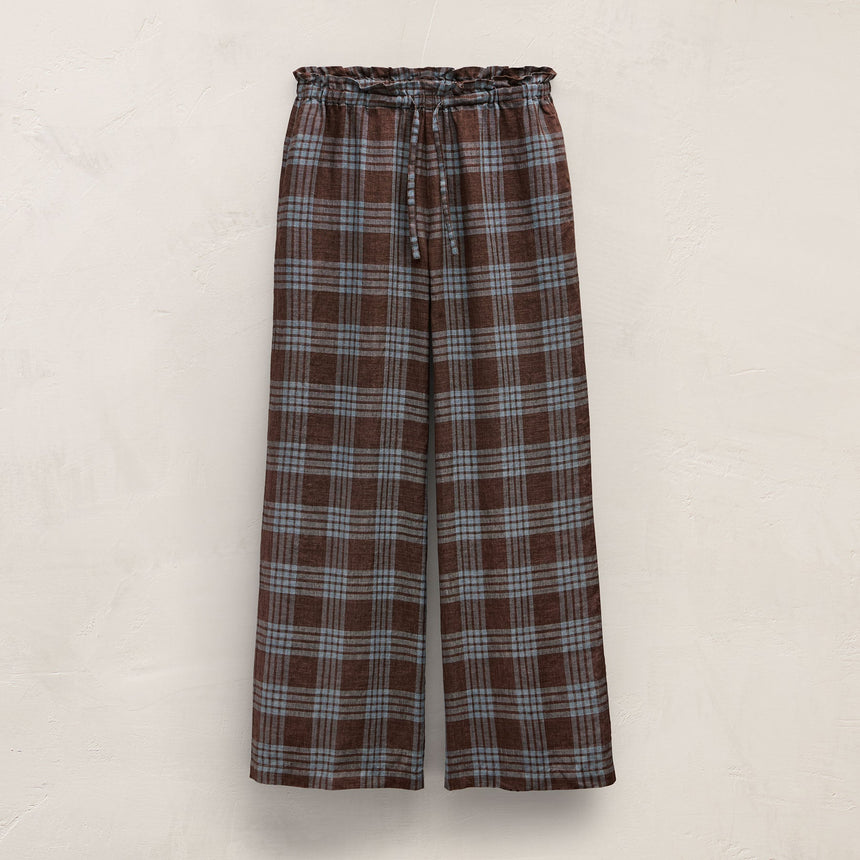 Plaid Linen Beach Pant in Plum Plaid | James Perse Los Angeles