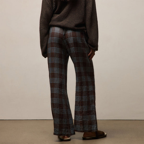 Plaid Linen Beach Pant in Plum Plaid | James Perse Los Angeles