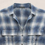 Plaid Linen Crop Shirt in Blue Plaid | James Perse Los Angeles
