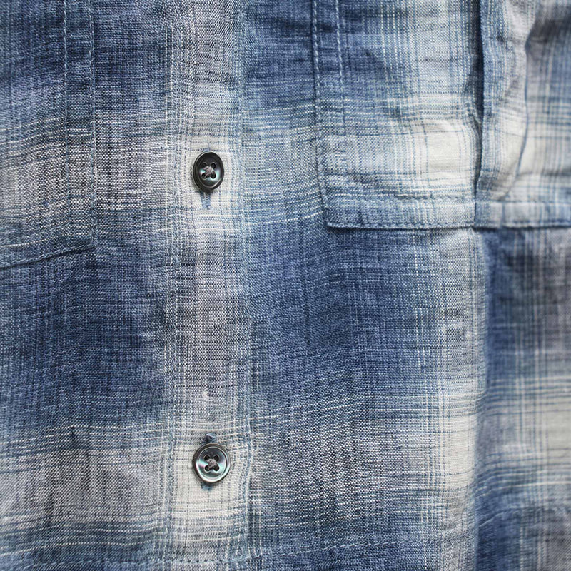 Plaid Linen Crop Shirt in Blue Plaid | James Perse Los Angeles